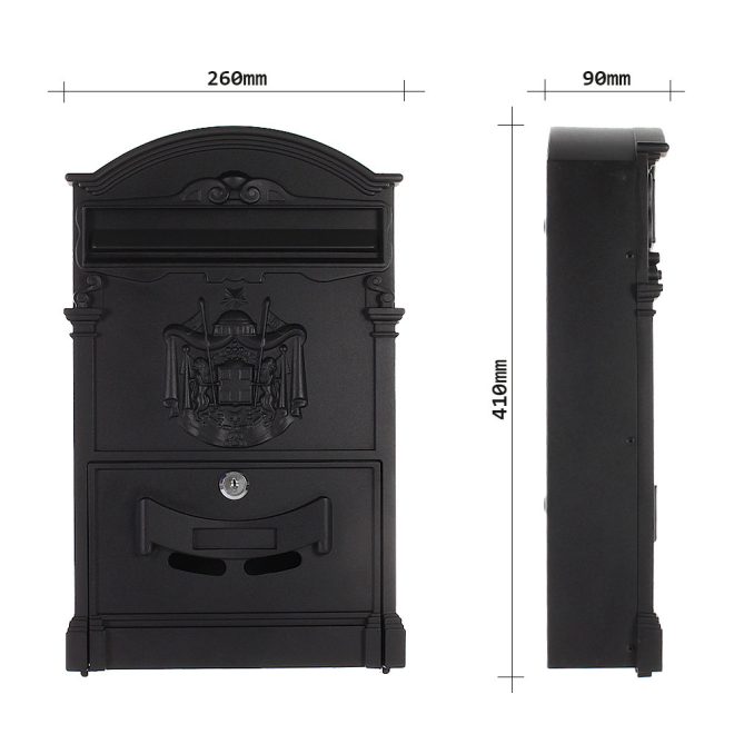 rottner briefkasten letterbox ashford schwarz black t05375 abmessungen1