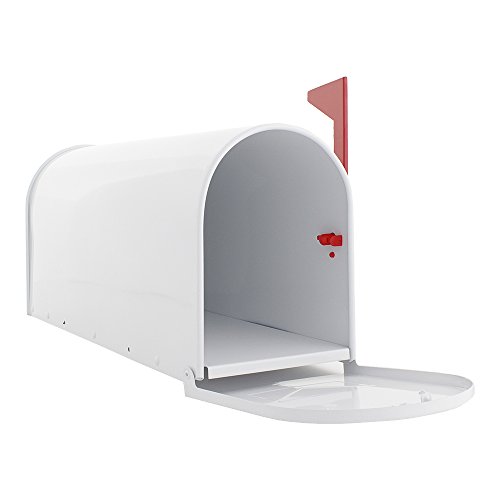 Rottner Briefkasten Mailbox Wei US Standardgre Postkasten Stahlblech Fahne Stndermontage Postmelder 0 0