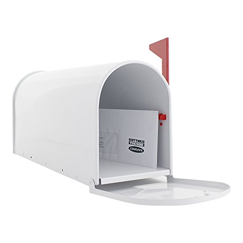 Rottner Briefkasten Mailbox Wei US Standardgre Postkasten Stahlblech Fahne Stndermontage Postmelder 0 1