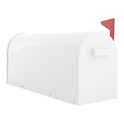 Rottner Briefkasten Mailbox Wei US Standardgre Postkasten Stahlblech Fahne Stndermontage Postmelder 0